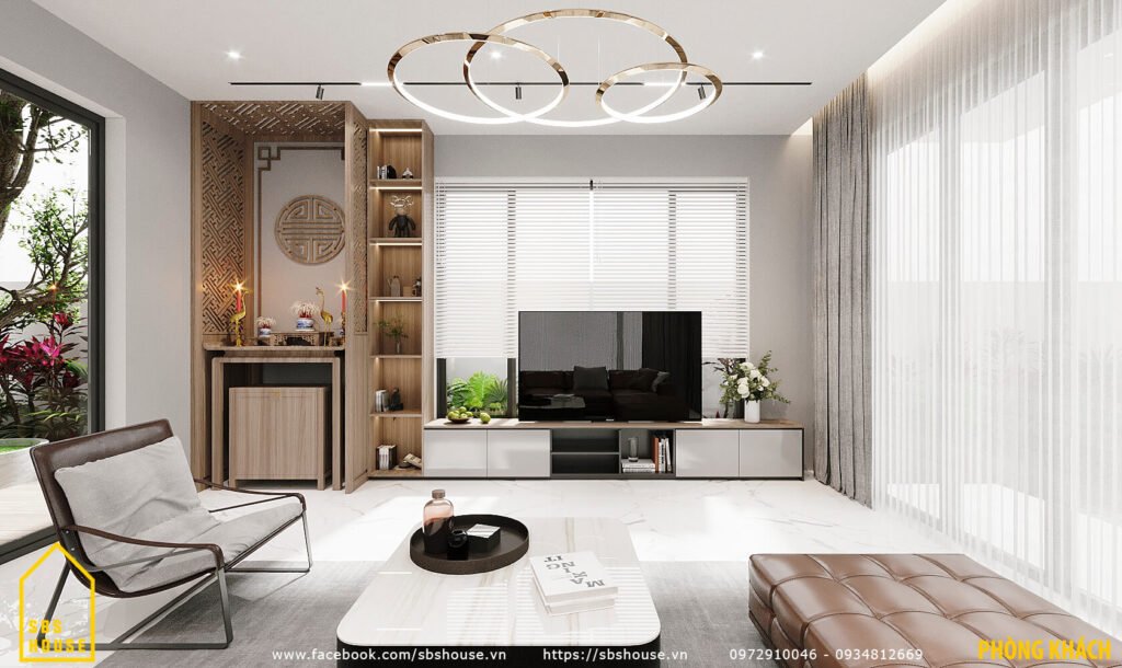 Phòng khách kết hợp phòng thờ
