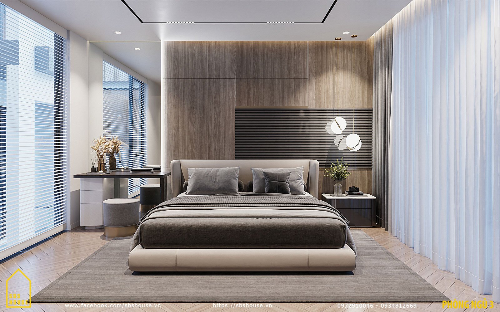 phòng ngủ nhà phố hiện đại