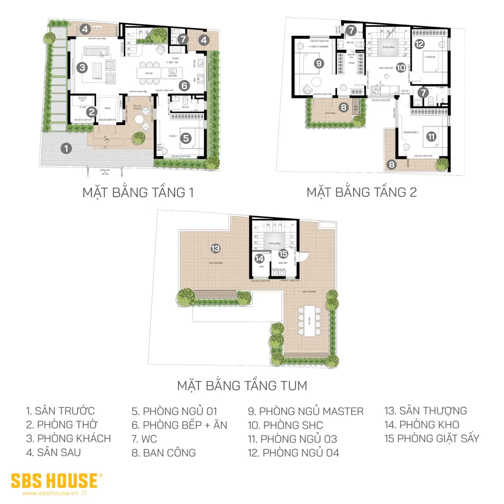 Bản vẽ công năng tổng thể H’s Villa, tối ưu diện tích cho từng tầng
