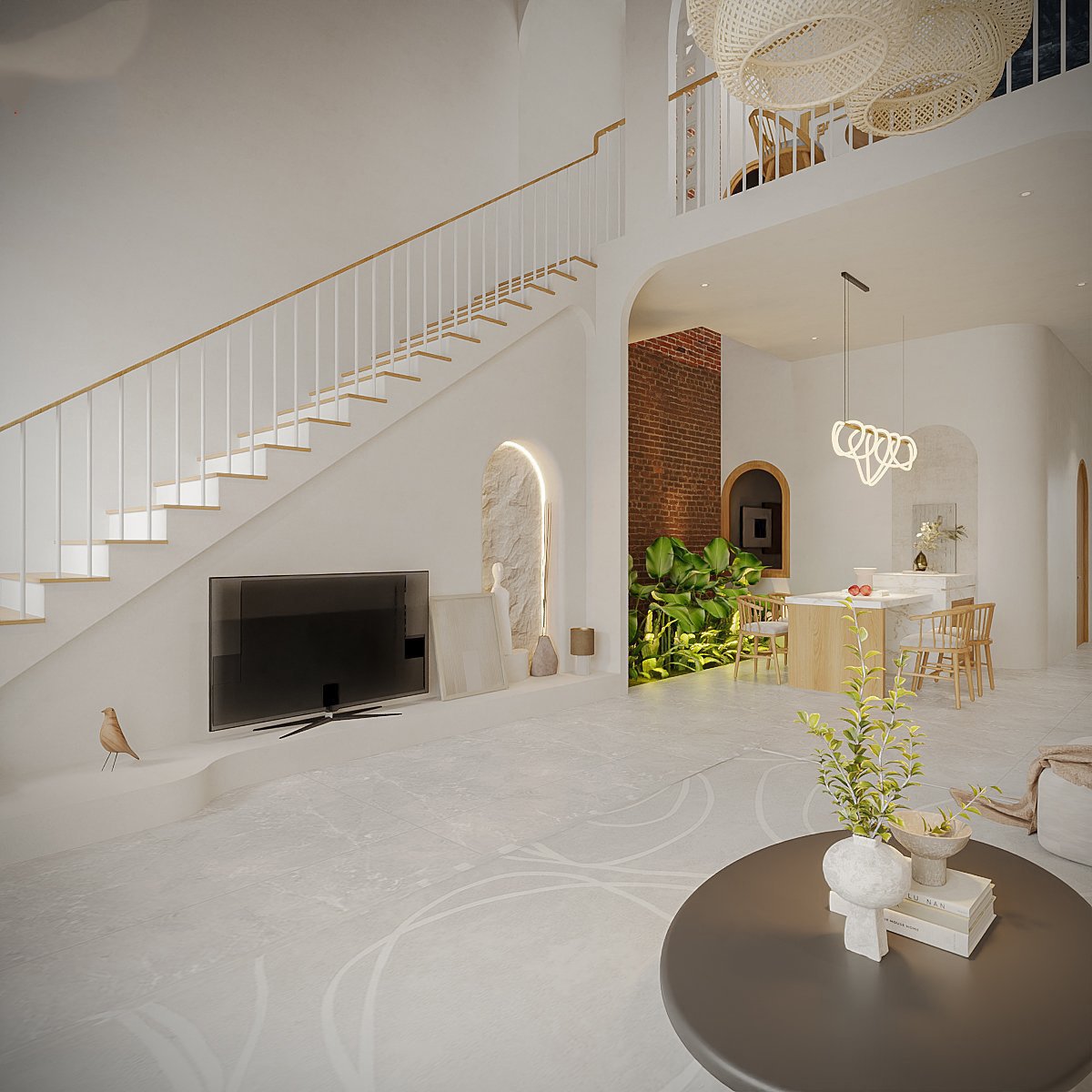 nhà cấp 4 có gác lửng 3 phòng ngủ