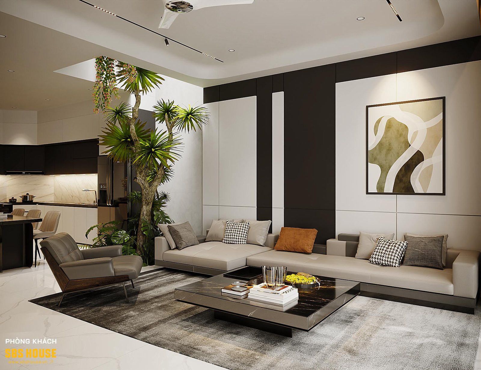 phòng khách nhà phố hiện đại