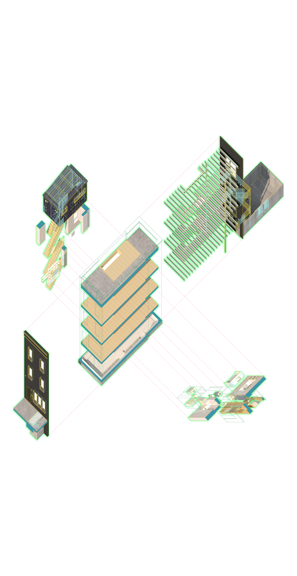 Bản vẽ trục đo của Nhà phố Gowanus.