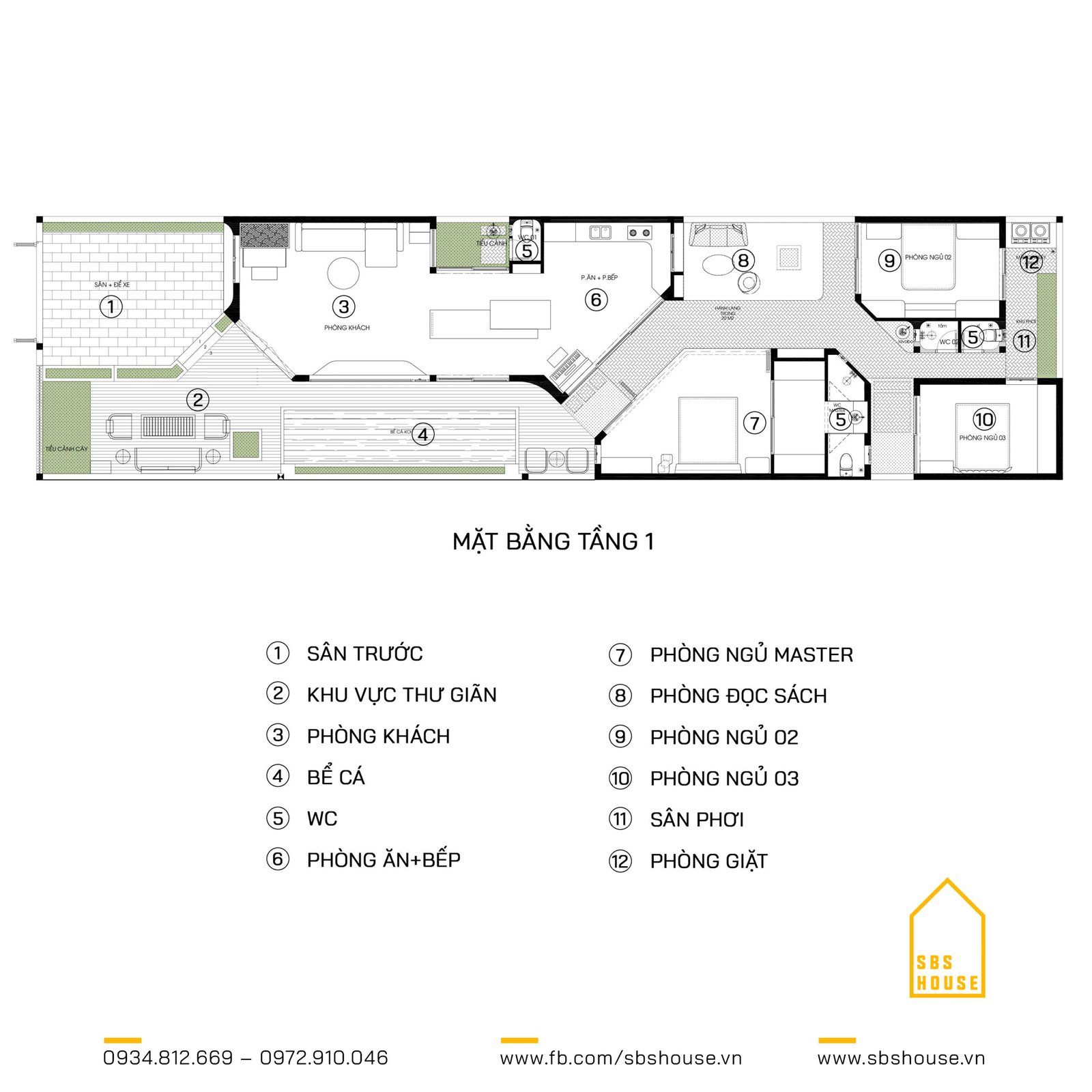 nhà cấp 4 hiện đại có 3 phòng ngủ