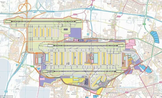 Heathrow Airport Third Runway Proposal, London plan layout