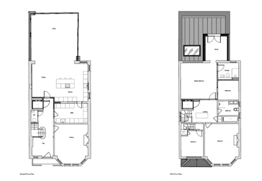 Mặt bằng tầng trệt của ngôi nhà hiện đại phía tây nam London