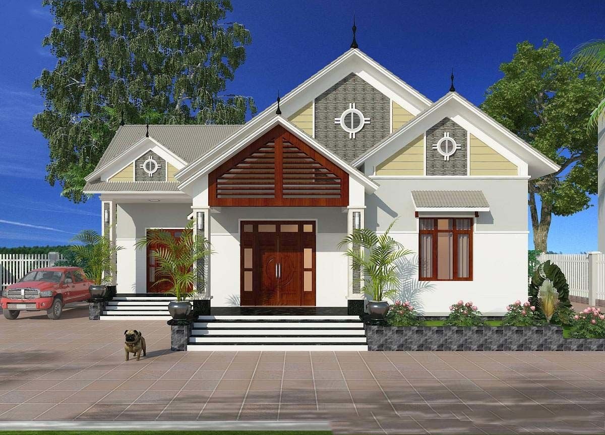 nhà cấp 4 mái thái 2 phòng ngủ