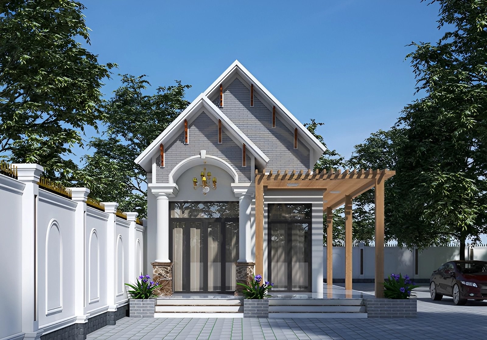 mẫu thiết kế nhà cấp 4 mái thái kích thích 5x20m