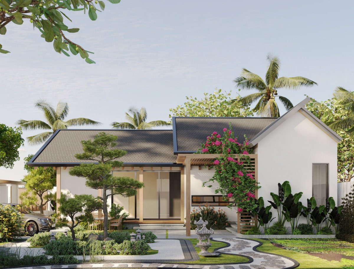 mẫu nhà vườn cấp 4 mái thái đẹp