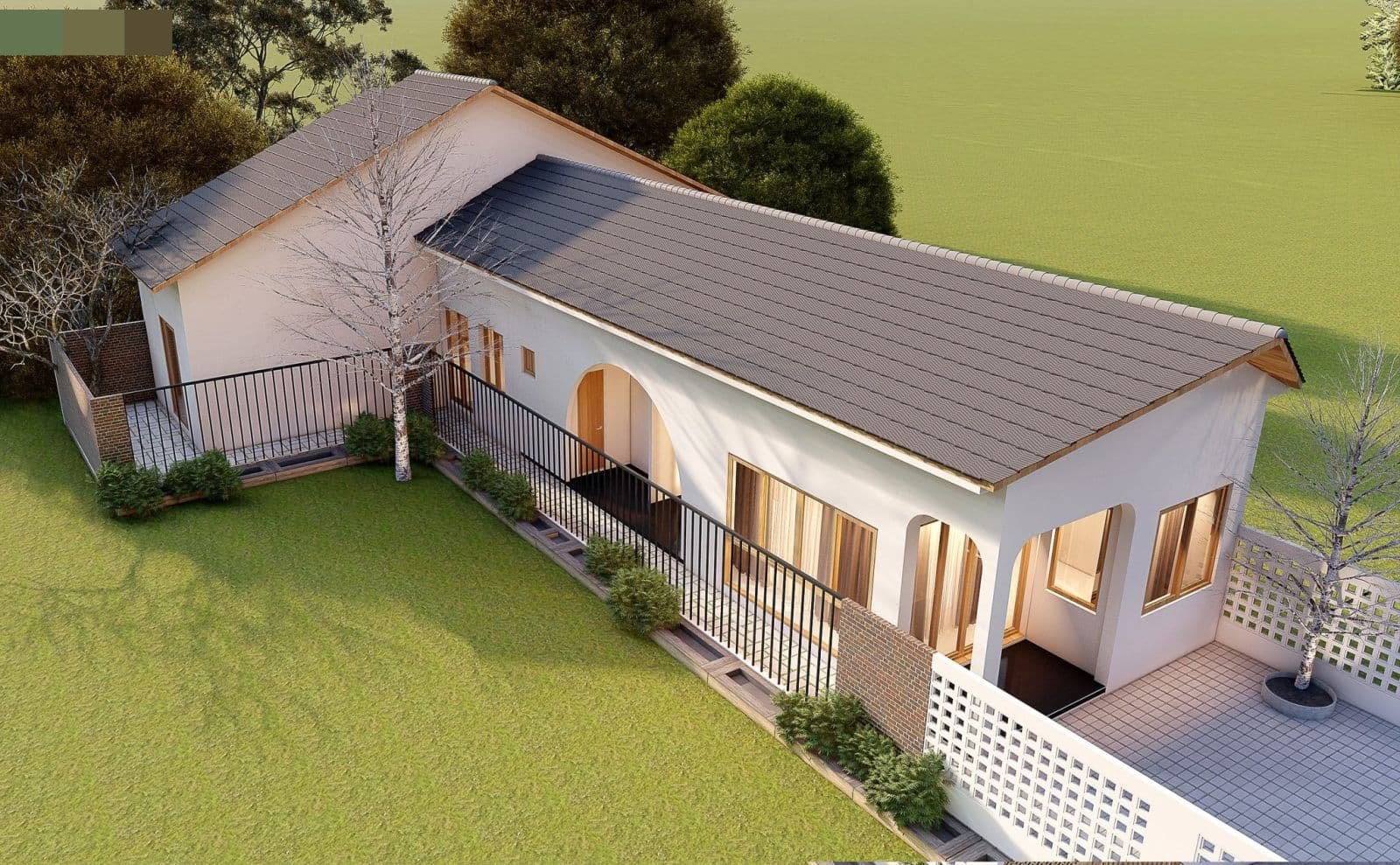 nhà cấp 4 nông thôn chữ l đẹp