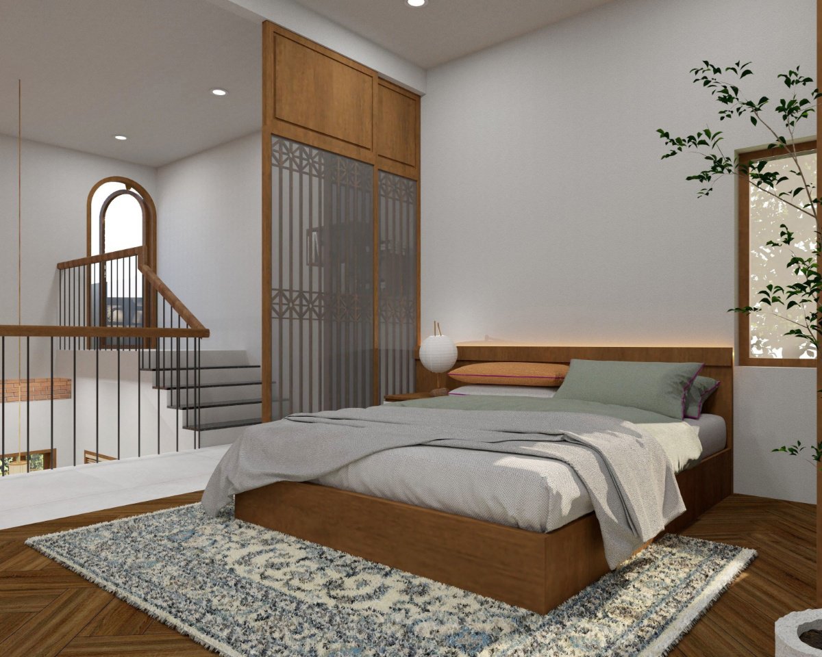 mẫu nhà cấp 4 có gac lửng 3 phòng ngủ