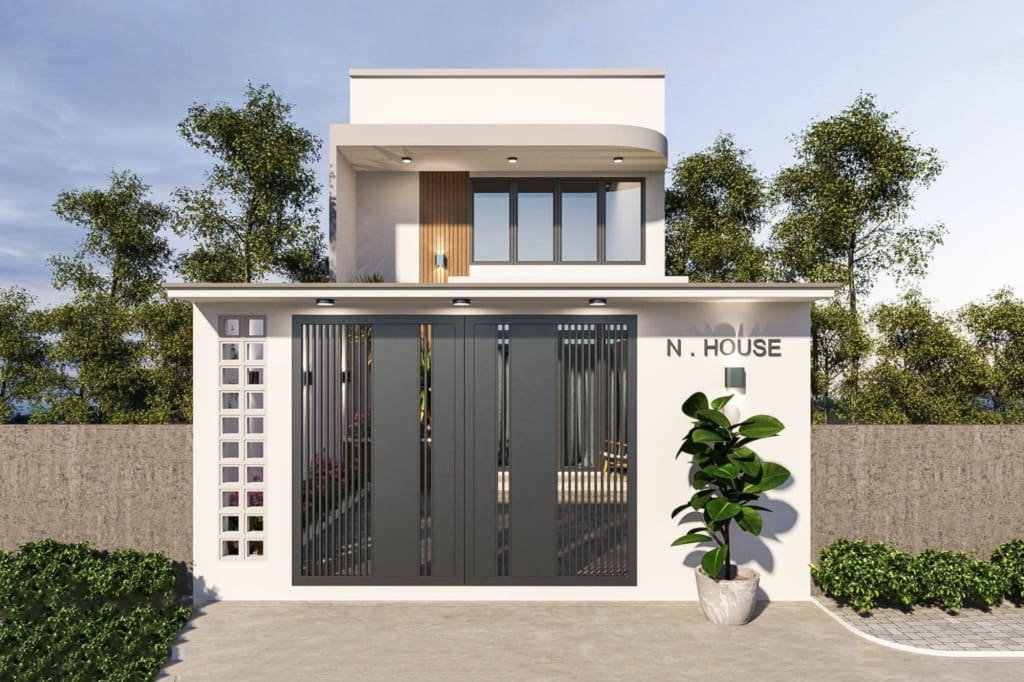 nhà cấp 4 3 phòng ngủ có gác lửng