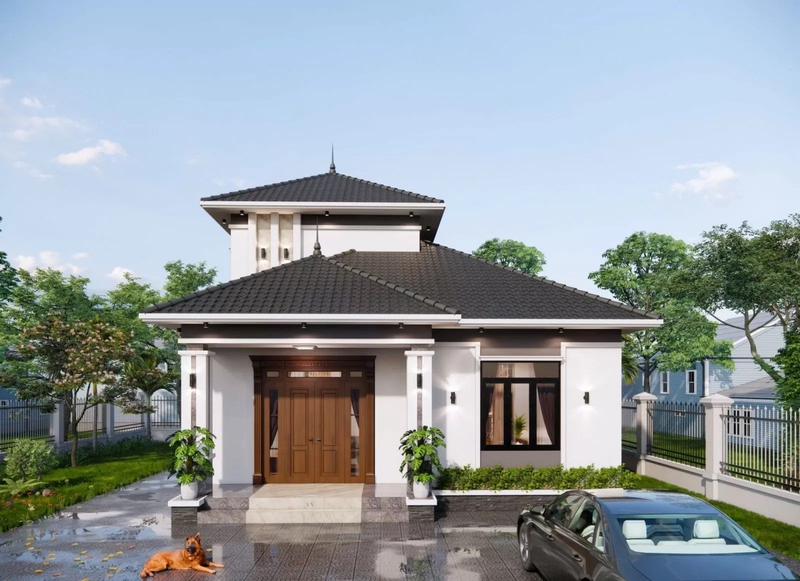 nhà cấp 4 mái nhật gác lửng 3 phòng ngủ