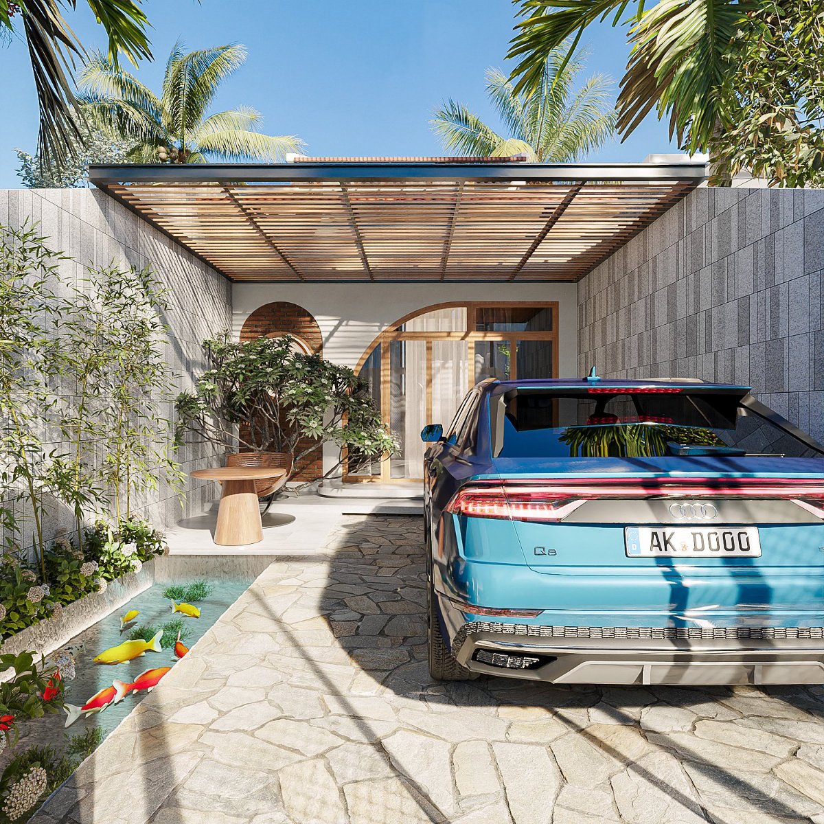 nhà cấp 4 gác lửng 3 phòng ngủ mái ngói