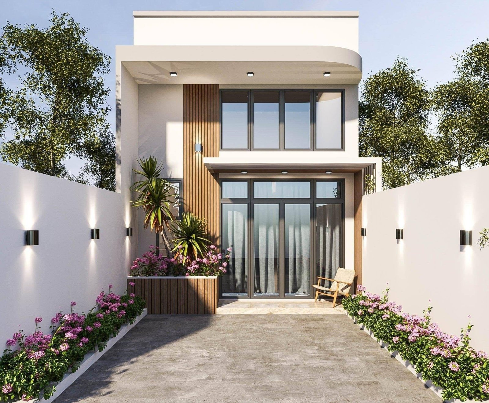 mẫu nhà cấp 4 hiện đại có gác lửng