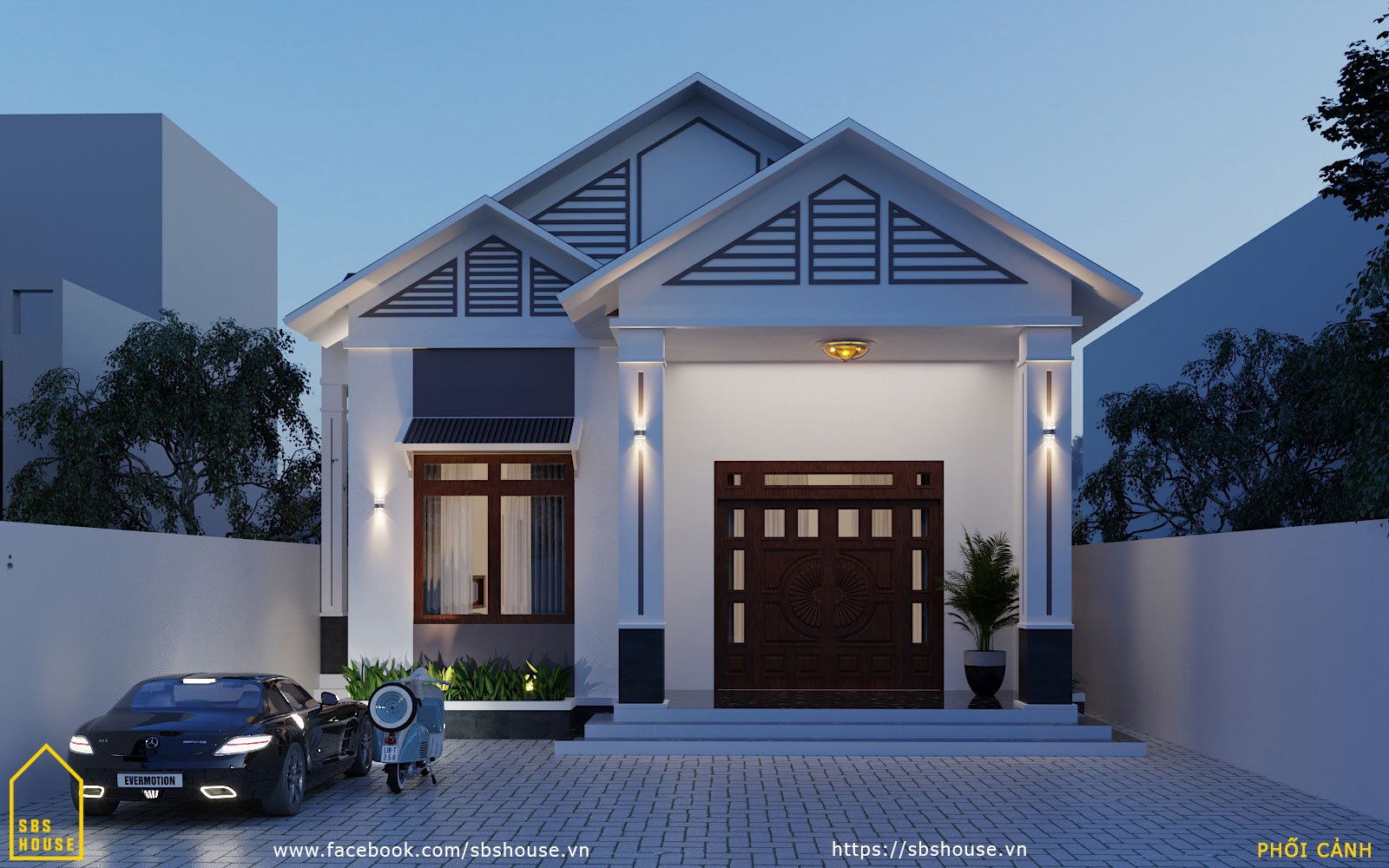 Nhà cấp 4 mái thái 3 phòng ngủ đẹp, độc đáo