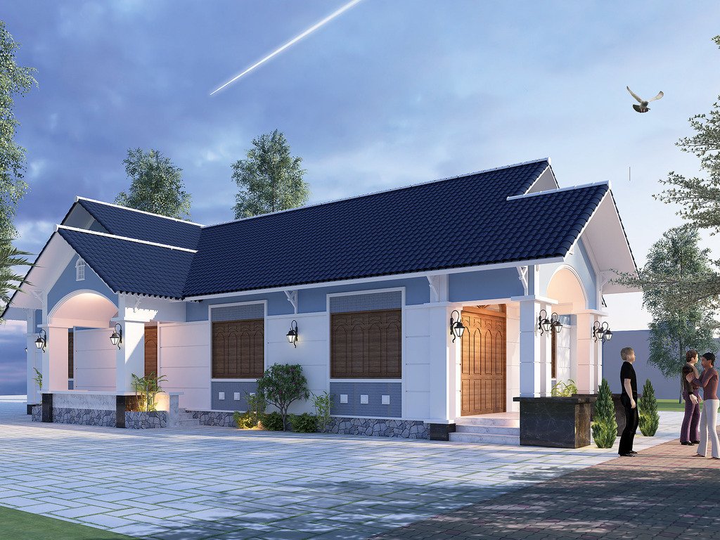 Nhà đẹp cấp 4 mái thái hình chữ L