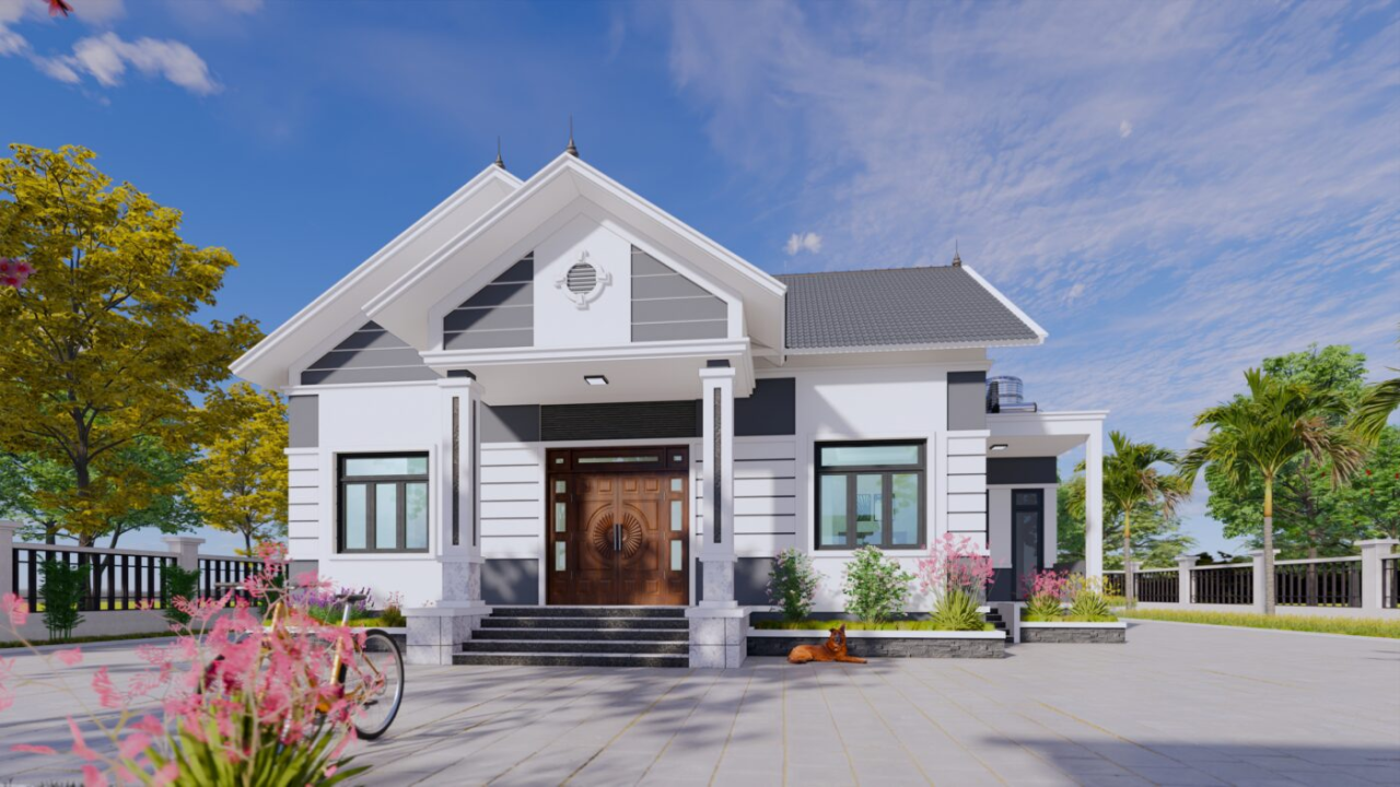 Nhà cấp 4 mái thái kiểu biệt thự nhà vườn