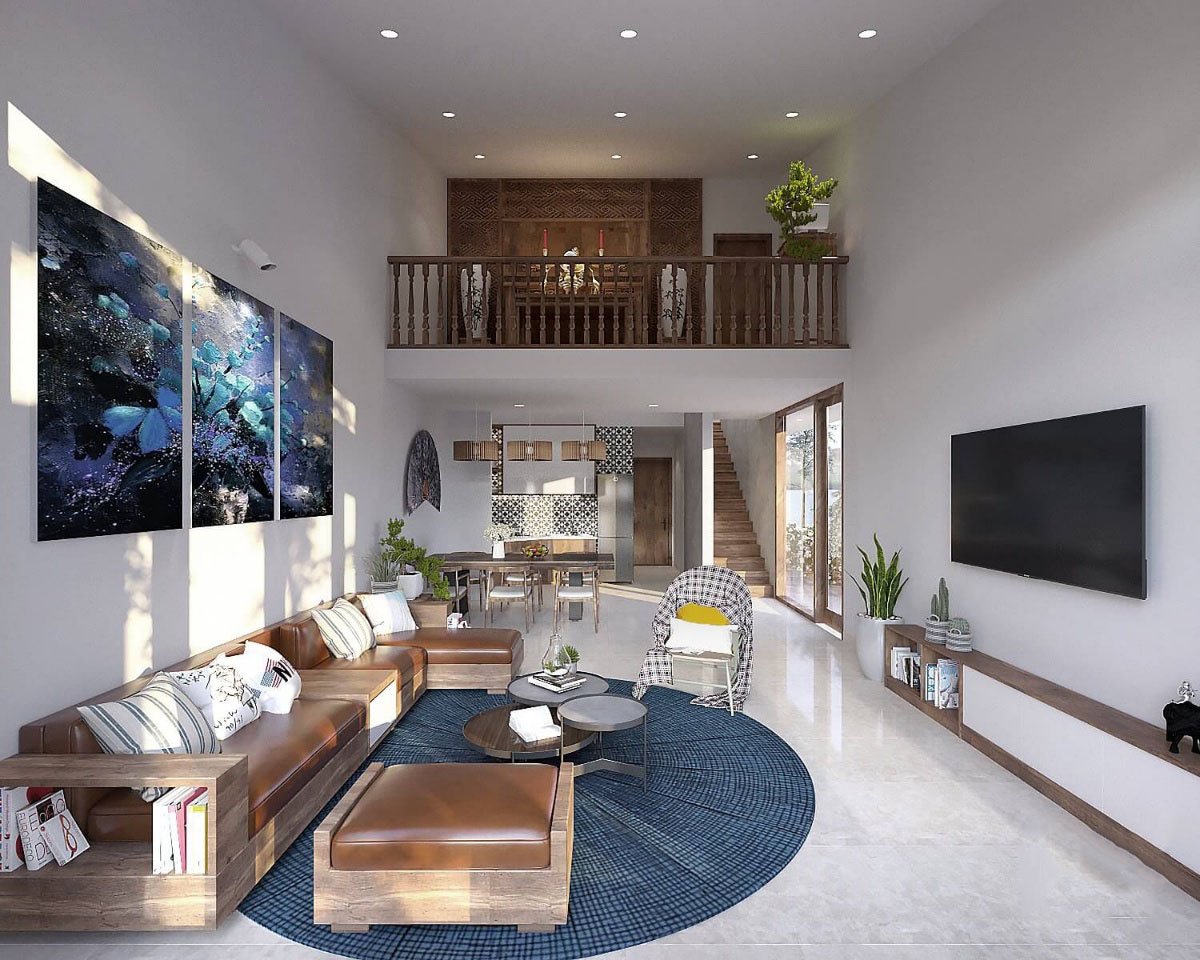 nhà cấp 4 gác lửng nông thôn 2 phòng ngủ