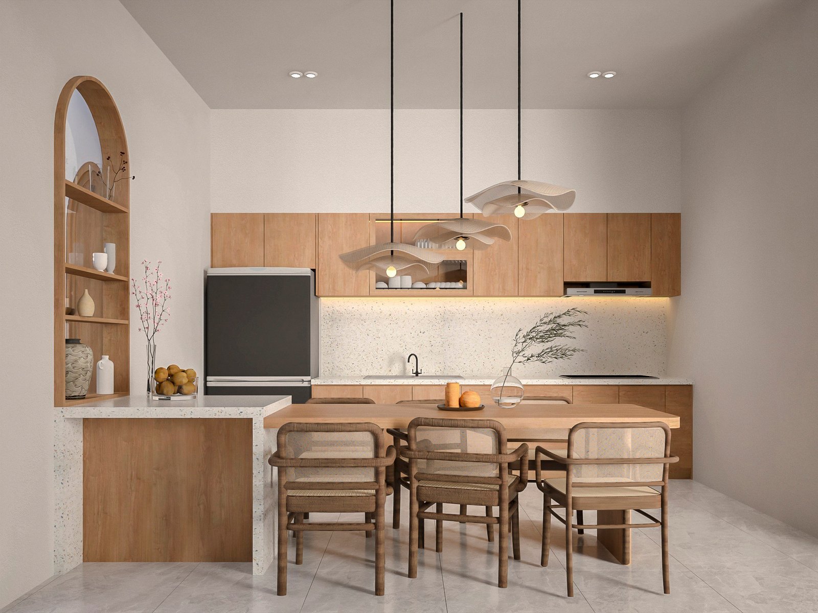 nhà cấp 4 nông thôn 3 phòng ngủ hiện đại