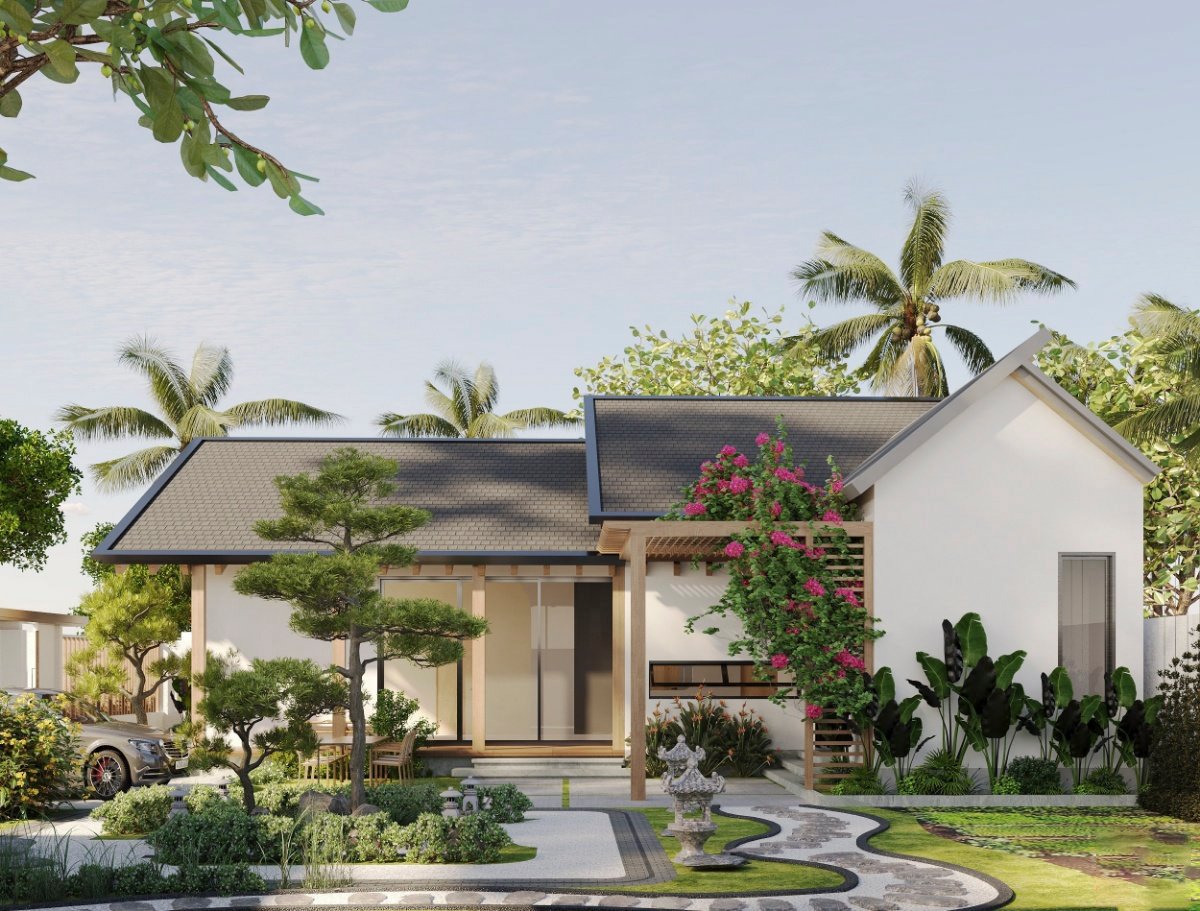 nhà cấp 4 nông thôn 3 phòng ngủ có sân vườn