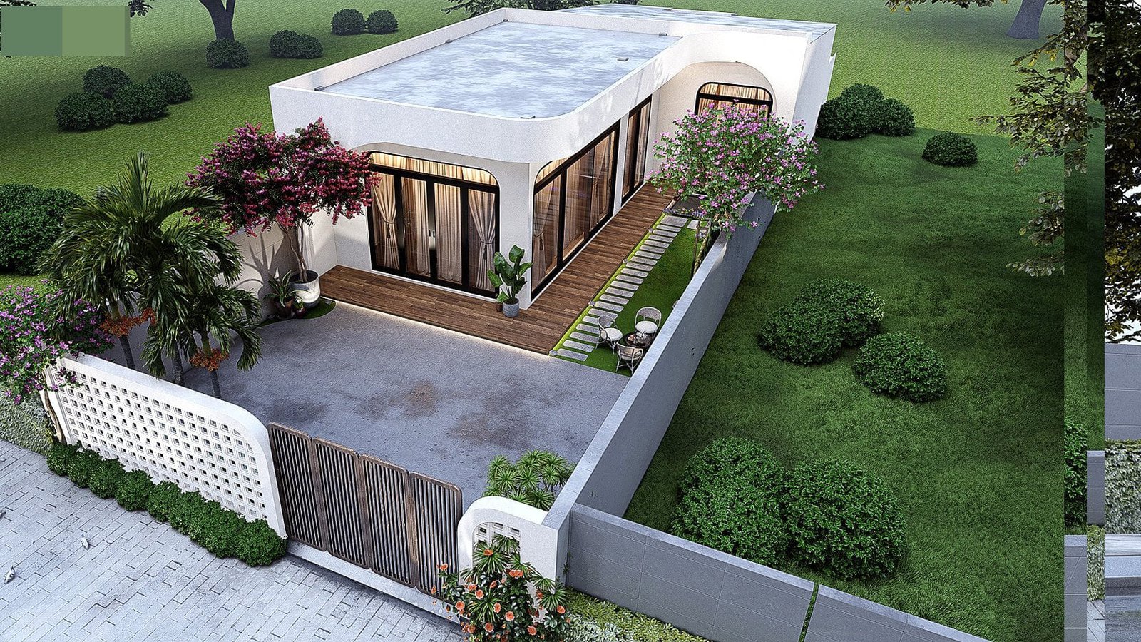 mẫu nhà cấp 4 nông thôn chữ l đẹp