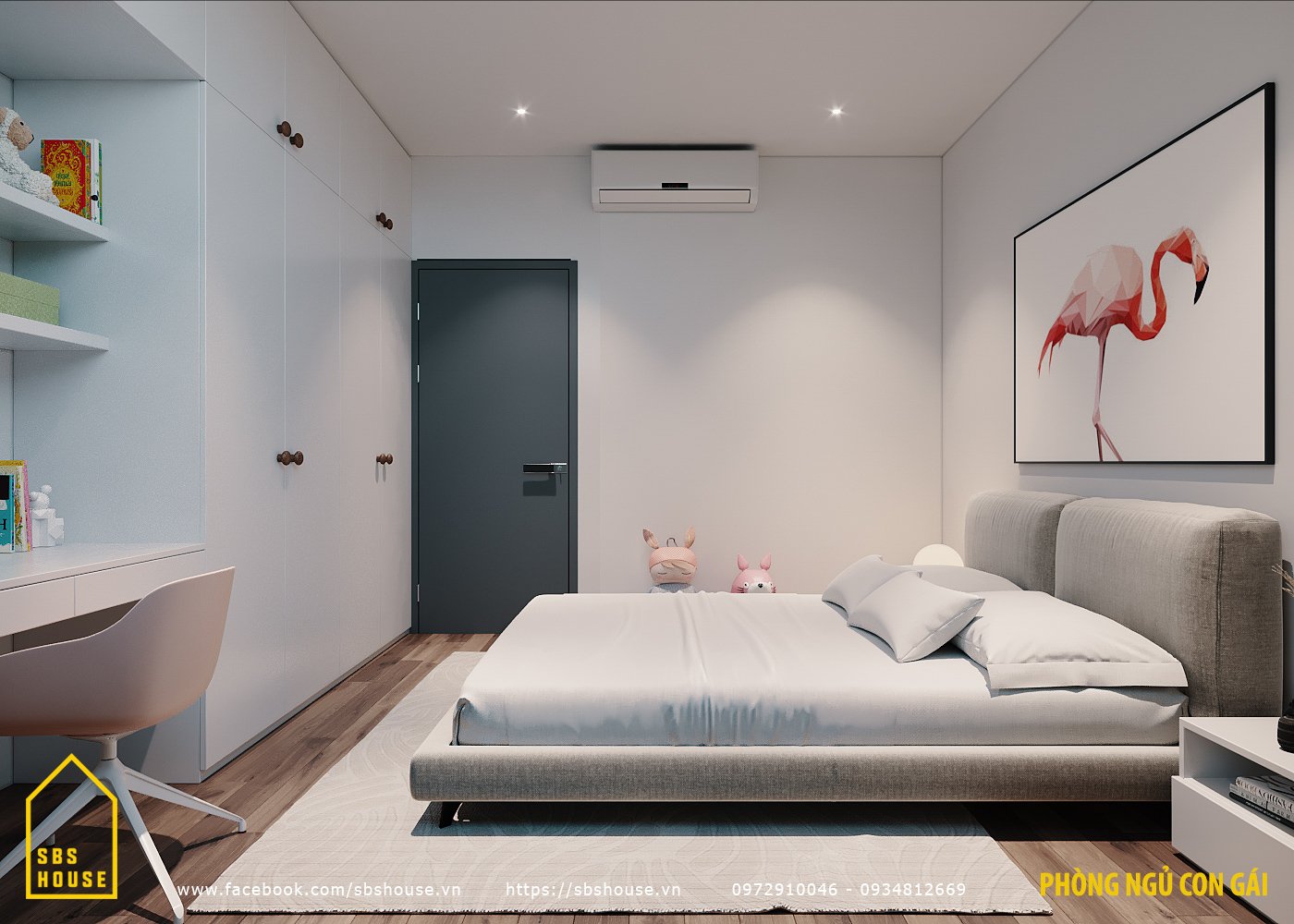 nhà cấp 4 hiện đại 2 phòng ngủ