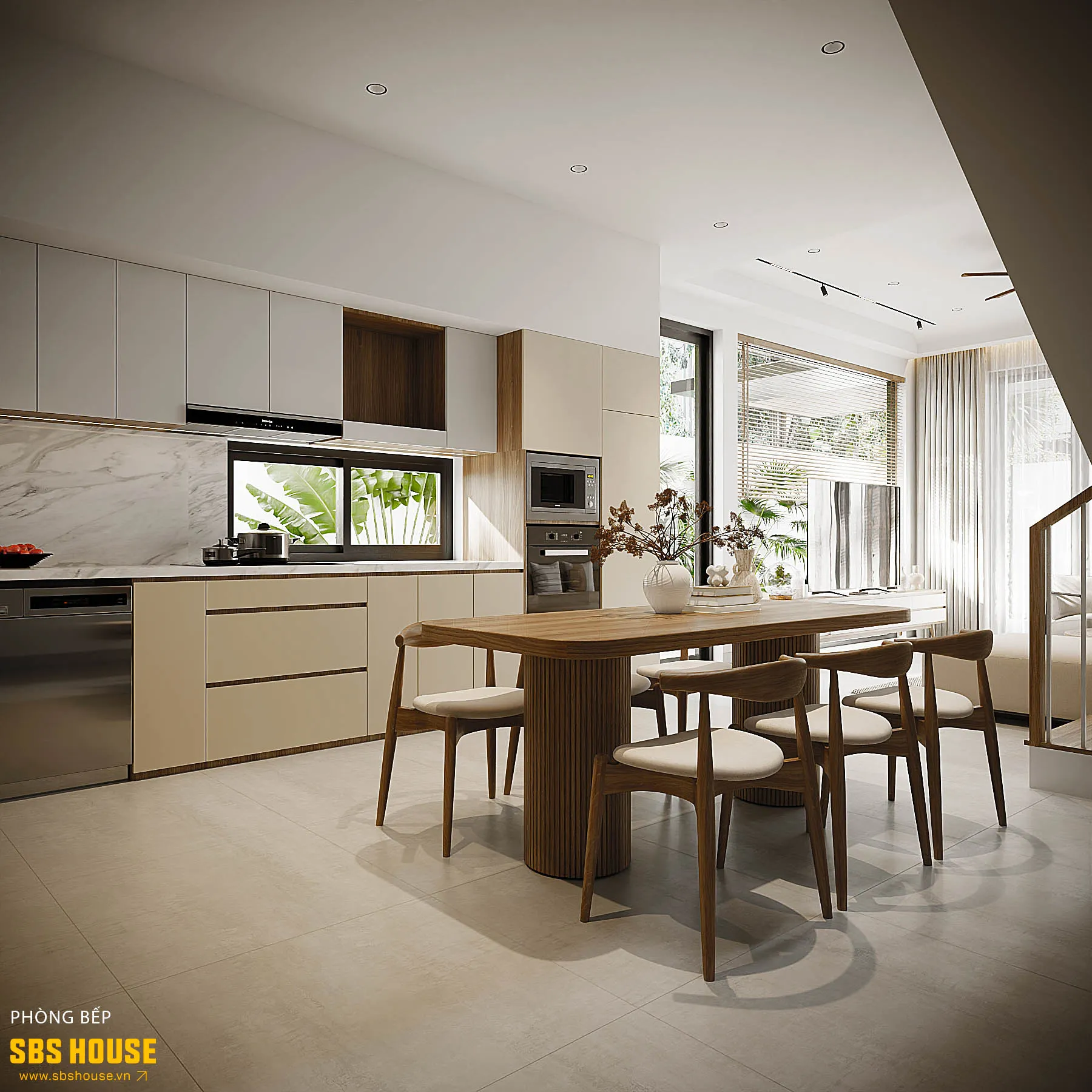 Nội thất gỗ xuyên suốt tạo cảm giác ấm áp và sang trọng.