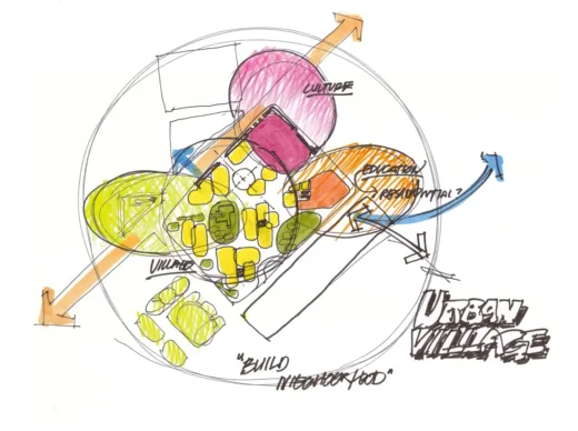 Bản phác thảo trung tâm mua sắm trên phố chợ trung tâm San Francisco