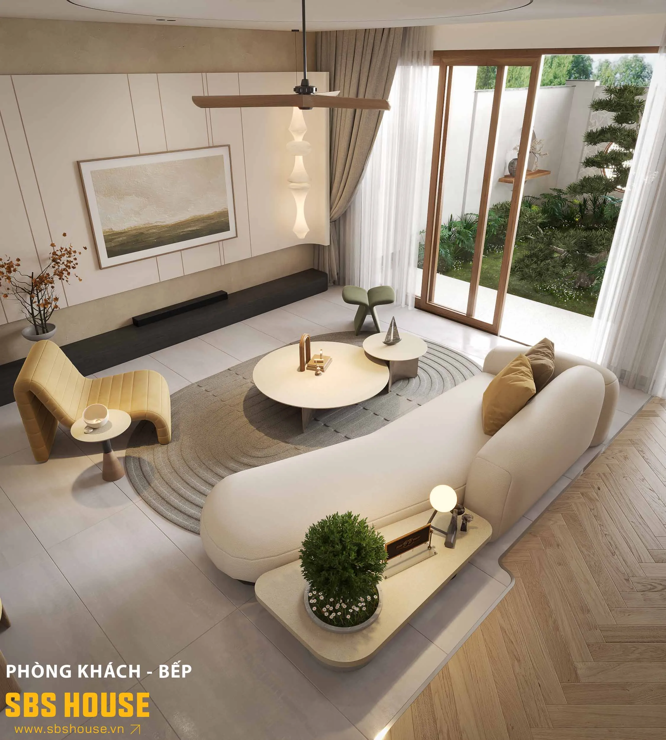 Ánh sáng tự nhiên len vào từng khoảng mở, thắp sáng không gian.