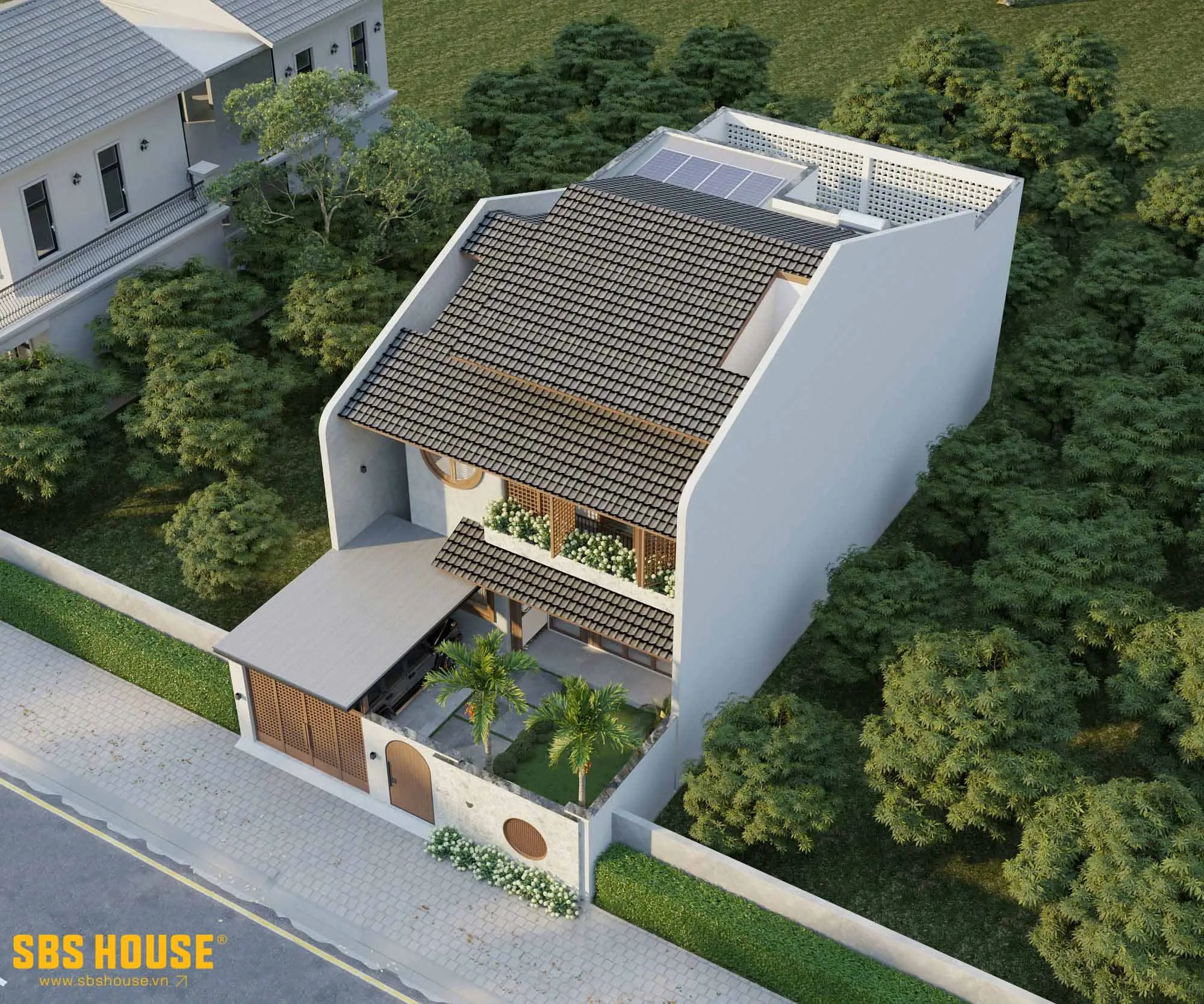 Sự giao thoa giữa vật liệu truyền thống và bố cục hiện đại. Tạo nên tổng thể vừa thân thuộc vừa mới lạ trong từng đường nét.