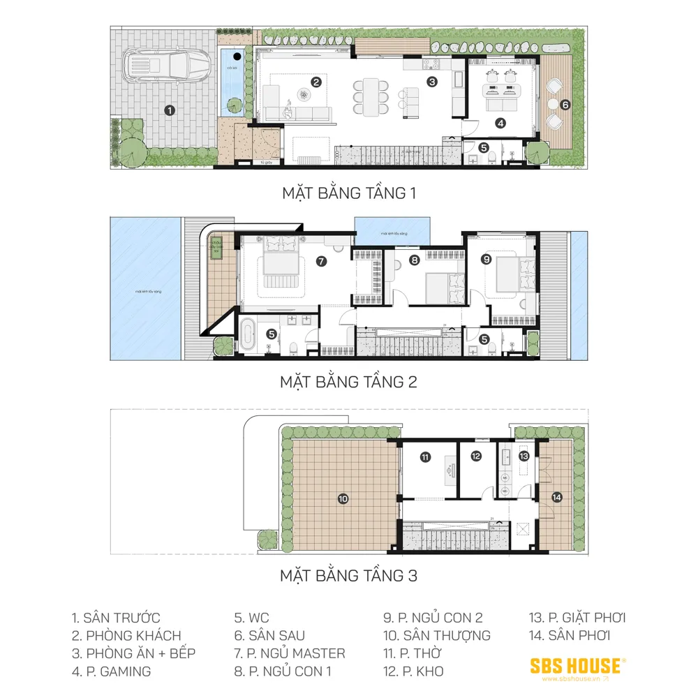 Cách bố trí này giúp đảm bảo sự tiện nghi, yên tĩnh và phù hợp với nhịp sống của gia đình hiện đại.