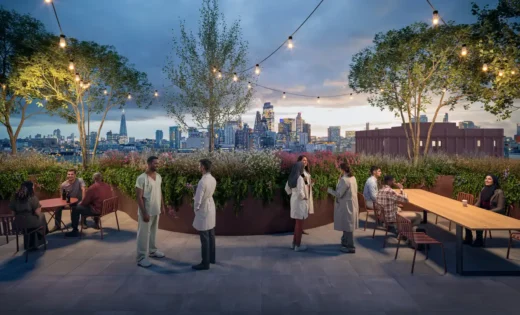 Cơ sở nghiên cứu và chăm sóc sức khỏe Whitechapel London trên sân thượng