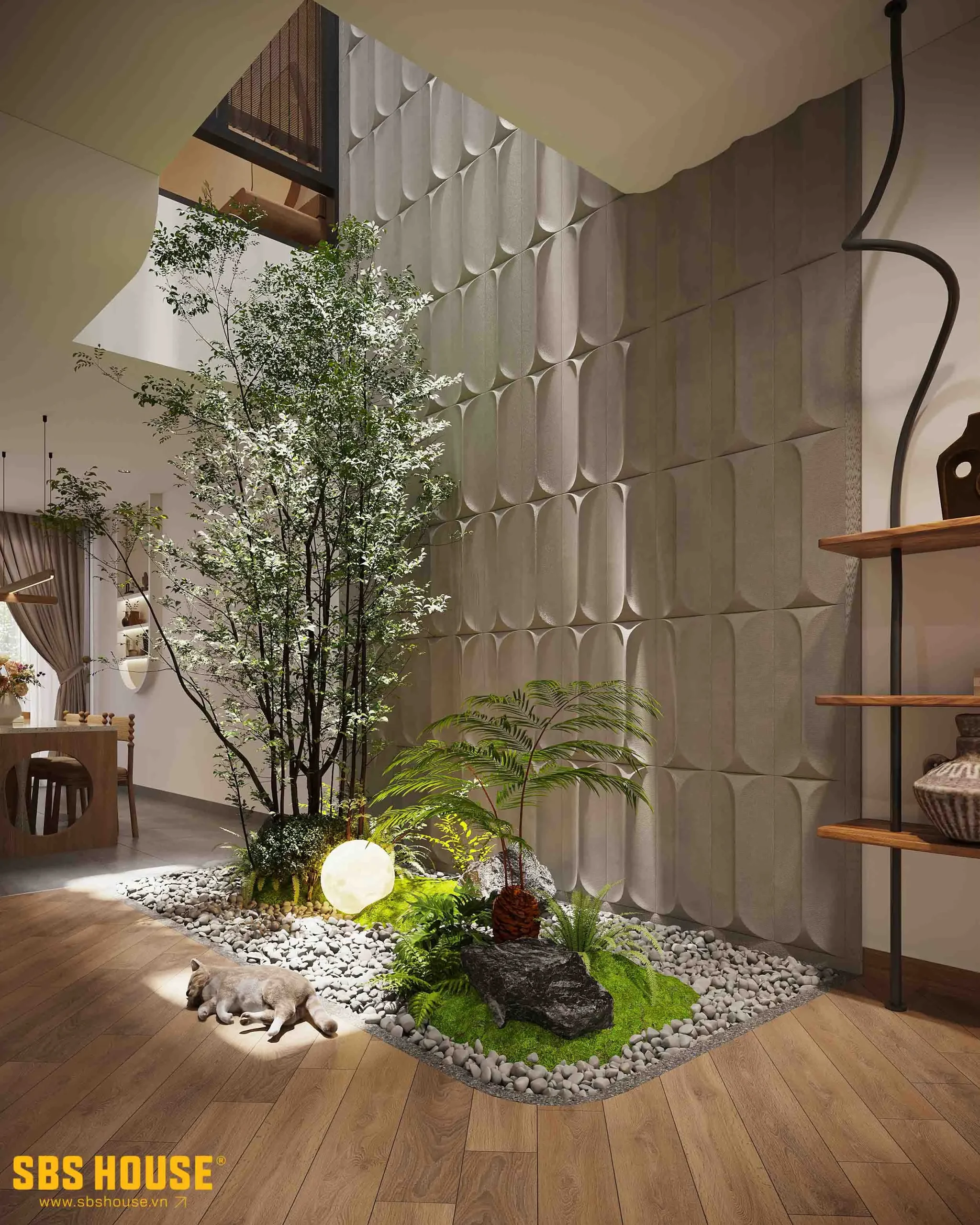 Thông tầng trở thành điểm kết nối giữa các tầng sinh hoạt và thiên nhiên.