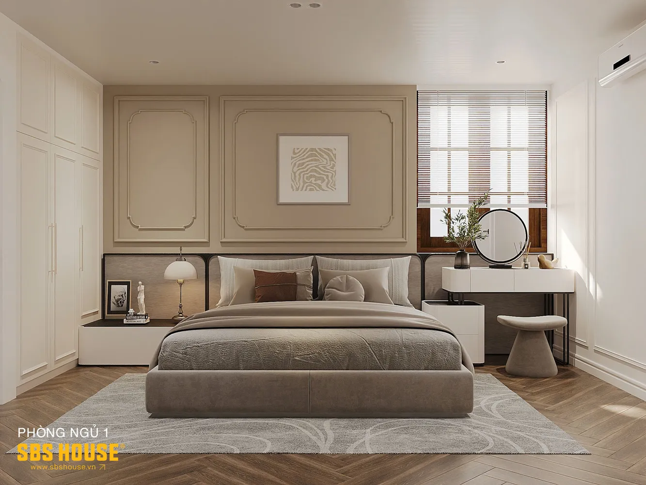 Không gian phòng ngủ riêng tư, tối giản và hướng đến trải nghiệm nghỉ ngơi bền vững.