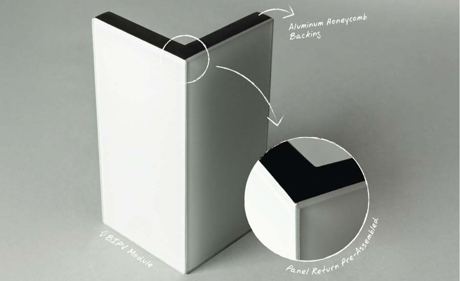 Close-Up of a Honeycomb Backed BIPV Panel Return