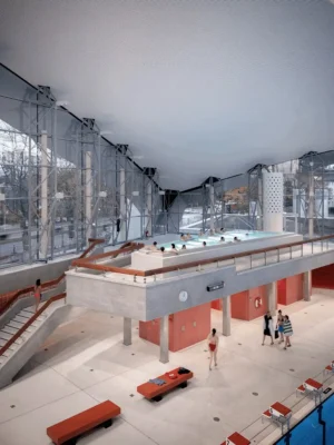 Alsterschwimmhalle, Hamburg, Đức paraboloid hyperbol