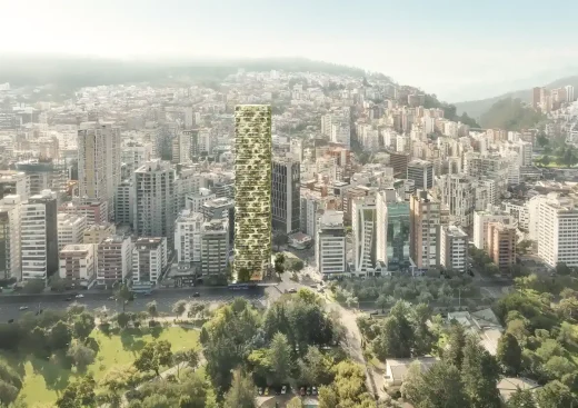 Toàn cảnh mặt trước tòa nhà hỗn hợp Qapital Tower Quito Ecuador