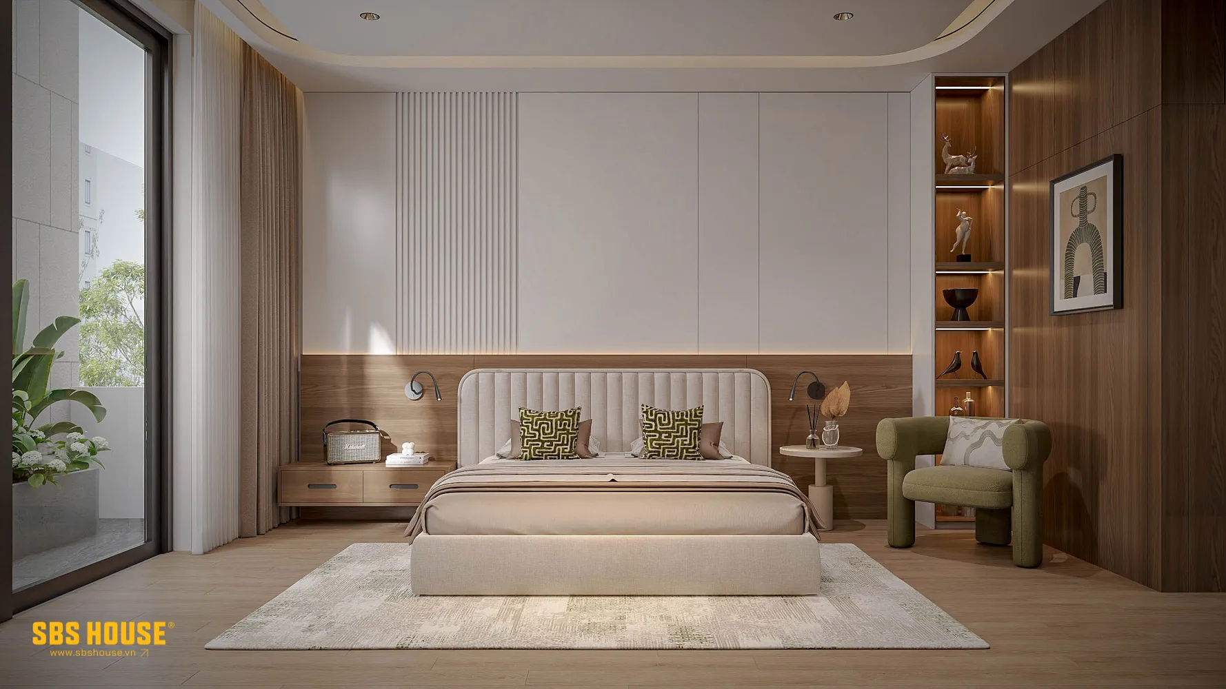 Thiên nhiên được kết nối với đời sống hằng ngày qua các khoảng mở, cửa kính lớn và những hướng nhìn đón sáng.