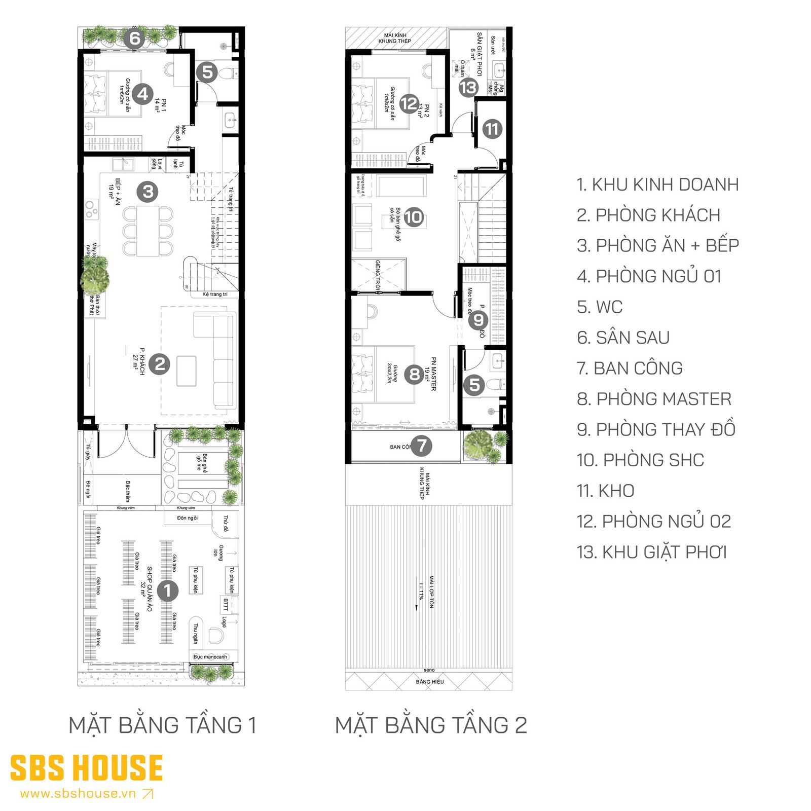 công năng nhà phố 2 tầng