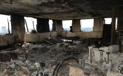 Grenfell Tower burnt out flat after fire