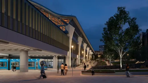 Cảnh quan đi dạo của ga HS2 Curzon Street ở Birmingham