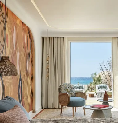 Phòng ngủ khách sạn Sunrise Beach Mykonos Hy Lạp