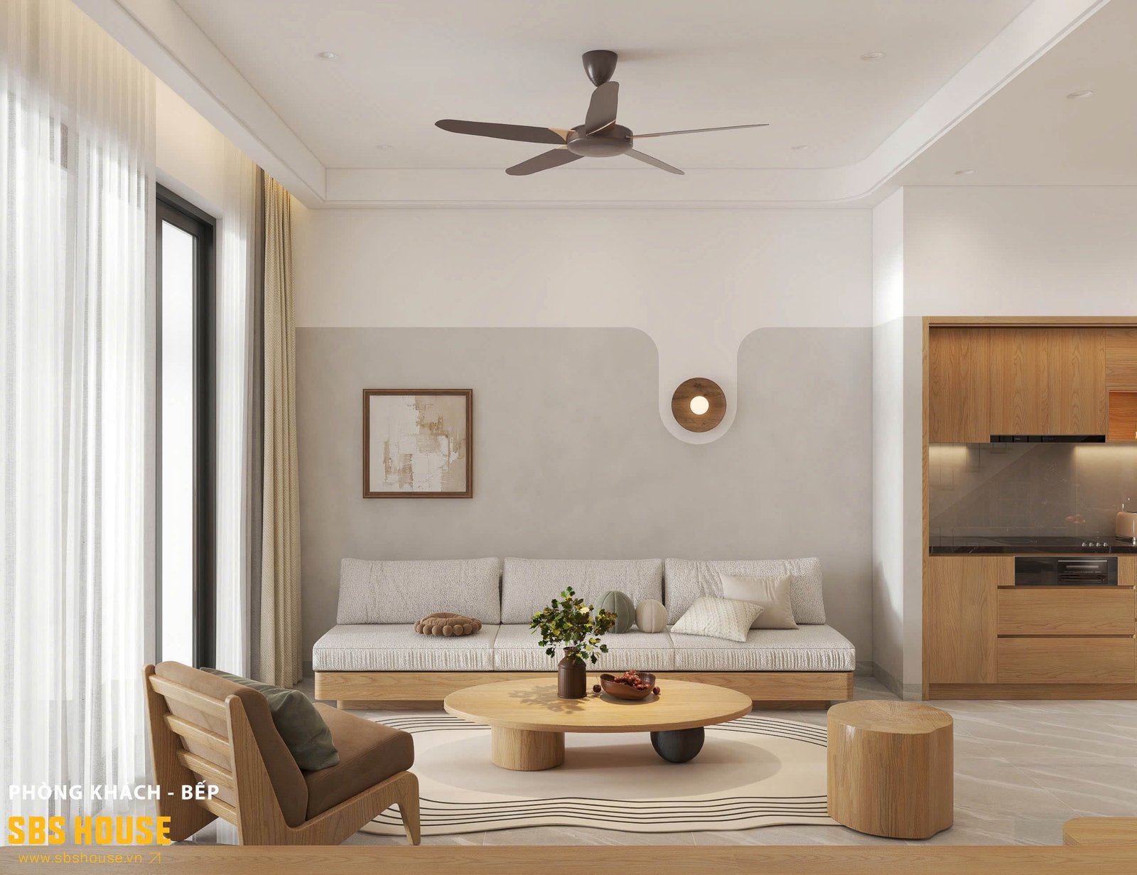 phòng khách nhà phố hiện đại 