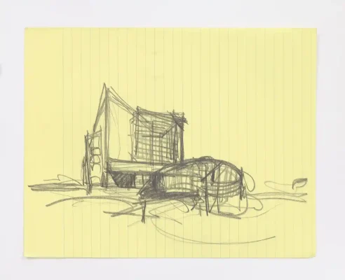 pencil sketch of John F. Kennedy Presidential Library and Museum