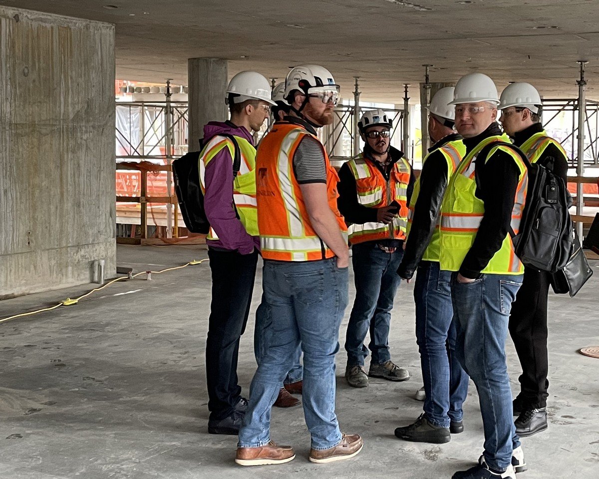 Ukrainian delegation at a Swinerton Builders construction site