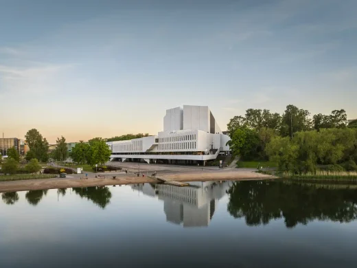 Finlandia Hall Helsinki building in trees