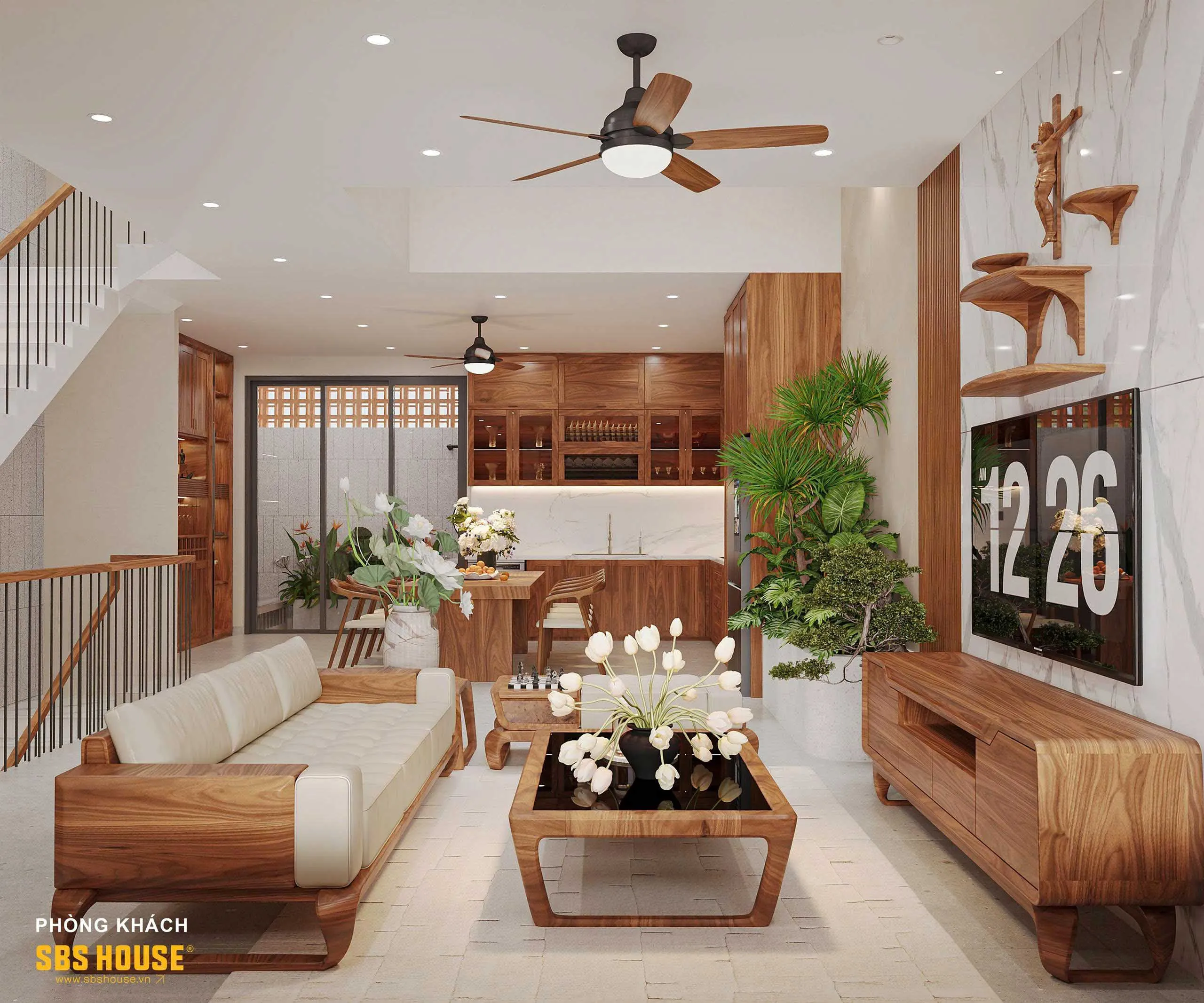 Tinh thần Á Đông được thể hiện qua chất liệu tự nhiên, đường nét mềm và cách bố trí không gian cân bằng, thay vì phụ thuộc vào các chi tiết trang trí cầu kỳ. 