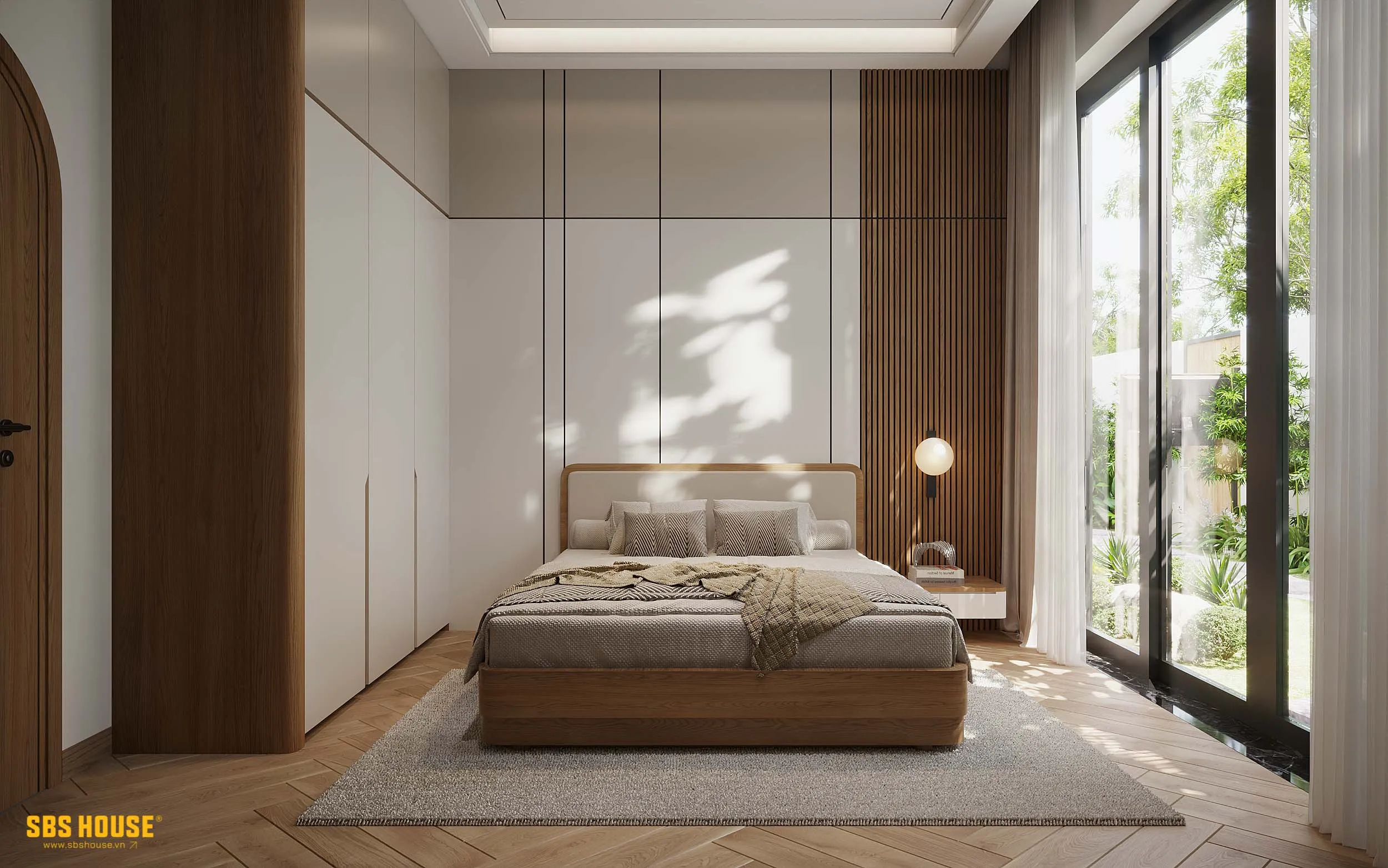 Nội thất được kiểm soát về tỷ lệ, màu sắc và số lượng chi tiết, ưu tiên khoảng trống để không gian duy trì cảm giác rộng rãi, nhẹ và thư thái. 