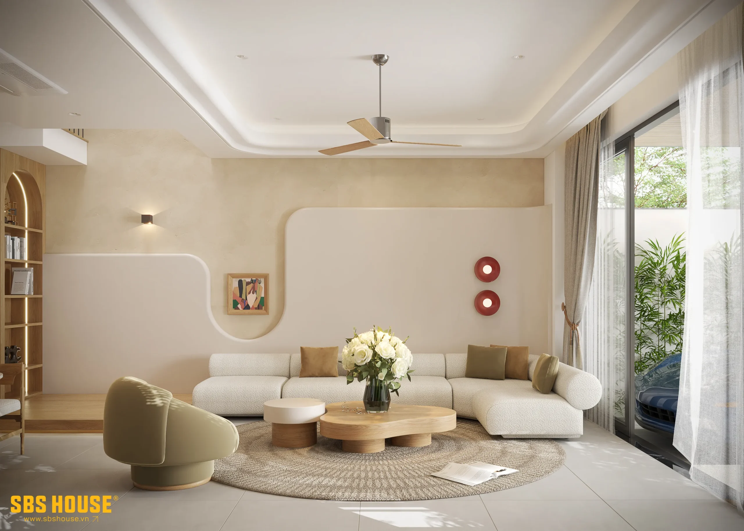 Không gian nội thất H's Villa theo phong cách Modern kết hợp Minimalism, ưu tiên bố cục tinh giản và sự thông thoáng.