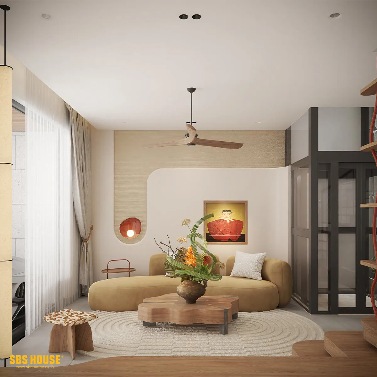 Nội thất được tiết chế về hình thức và số lượng, giữ lại nhiều khoảng trống để không gian có cảm giác nhẹ và thoáng hơn. 